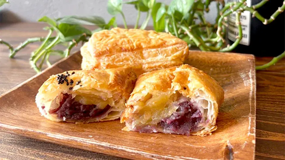 紫芋と栗あんパイ